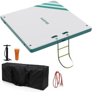 Inflatable Floating Dock, 10ft 8ft 9ft Inflatable Dock Platform, Non-Slip Floating Water Raft Platform with Portable Carrying Bag & Detachable Ladder, Lake Floats for Adults