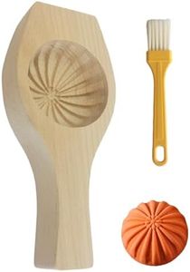Tonodui Diy Steamed Bun,Wooden Moon Cake Flower Shape Cookie Baking Siopao Molder,With Brush Easy To Clean And Demolding,For Home Kitchen Cooking Steam Bun Mold (Brown2)