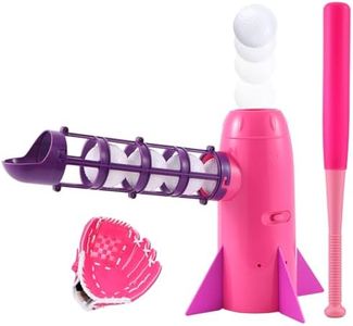 NIBBaNACAL Auto Baseball Popper Toy for Girls 5-10, Pop-Up Baseball Toys Pop & Pitch Launcher Trainer with Glove/Balls/Bat, Sports Toy Gift for Backyard & Outdoor Play