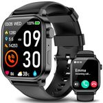 Smart Watch for Men Women with Bluetooth Call, 1.85" HD Touch Screen Fitness Watch with IP67 Waterproof Heart Rate/Sleep Monitor, 100+ Sports Modes Activity Trackers Compatible with iOS/Android（Black）