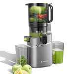 AMZCHEF Cold Press Juicers, 5.8" Self-Feeding Juicer Machines for Whole vegetable & fruit, Masticating Juice Easy to Clean, High Juice Yield, Large Auger, Triple Strainers - Silver Grey