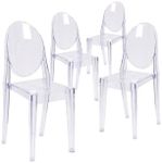 Set of 4 Clear Ghost Chairs, Modern