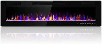 Electactic 68" Electric Fireplace Recessed & Wall Mounted Electric Fireplace, Fireplace Heater & Linear Fireplace, with Timer, Remote Control, Adjustable Flame Color, 750w/1500w, Black(New) (868C3)