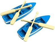 Framendino, 2 Sets Mini Rowboat Mini Tiny Wooden Boat with Oars for Fairy Garden Accessories