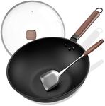 Eleulife Carbon Steel Wok, 13 Inch 