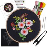 Embroiderymaterial Cross Stitch Embroidery Kit for Beginners, Kids & Adult, Flowers for You Design Pattern with Pre Printed Cloth Fabric, Instructions Papers, Threads & Needles All Materials Included