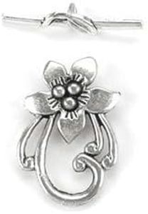 Bulk Buy: Blue Moon Plated Metal Toggle Clasps Flower Silver 2/Pkg TG-57565 (6-Pack)