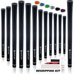 SAPLIZE Golf Grips, 13 Set with Complete Regripping kit, Standard Size, Rubber Golf Club Grips, Black