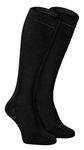 Sock Snob - Womens Long Knee High Bamboo Socks | 2 Pair Pack | Plain & Patterned | Gift for Ladies (4-7, Black)