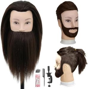 Male Mannequin Head with Hair,10" Barber Mannequin Head,Cosmetology Hairdresser Training Doll Manikin Head for Hair Styling and Practice (4# Brown)