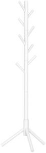 VASAGLE Solid Wood Coat Rack, Free Standing Coat Rack, Tree-Shaped Coat Rack with 8 Hooks, 3 Height Options, for Clothes, Hats, Bags, for Living Room, Bedroom, Home Office, White URCR04WT