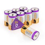 Size/Type D Batteries Pack of 8 LR20 batteries 1.5V by GP Batteries Type D Cell Size Extra Alkaline Batteries ideal for: Toys/Radio’s/Garden equipment