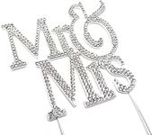 World of Sparkles 12cm 'Mr & Mrs' Cake Toppers with Silver Diamante Rhinestones Diamonds and Base Wedding Civil Marriage Party Decoration