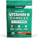 Vitamin B Complex | 365 Tablets | 100% NRV of All B Vitamins B1, B2, B3, B5, B6, B12, Folic Acid and Biotin | Vegan Supplement | by Horbaach