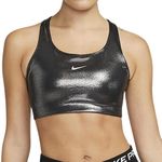 Nike Women's Polyester Wire Free Casual Full-Coverage Bra (DM0914-010 Black/Metallic Silver_S)