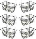 Econoco - Black Multi-Fit Narrow Wire Basket for Slatwall, Pegboard or Gridwall (Set of 6) Metal Semi-Gloss Basket, Black