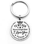 To My Son Inspirational Keychain Never Forget That I Love You Forever Encourage Birthday Back to School Gifts keychain