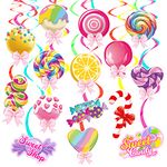 20Pcs Candyland Hanging Swirl Decorations Candy Party Hanging Swirls Colorful Lollipop Hanging Decorations Sweet Candy Decorations for Candyland Birthday Party Baby Shower Supplies