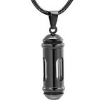 Imrsanl Cremation Jewelry Glass Hourglass for Ashes Container Vial Memorial Urn Pendant Necklace Stainless Steel Cylinder Bottle Glass Cremation Keepsake Jewelry (Blue)