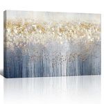 FajerminArt Framed Large Blossom Tree Canvas Wall Art Abstract Floral Gray Gold Canvas Prints Painting Wall Artwork Picture for Living Room Bedroom Home Decorations Ready To Hang 24"x36"（60cmx90cm）