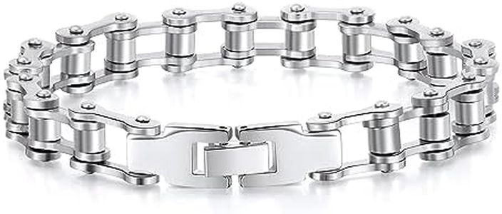 Biker Bracelet for Men by Ginger Lyne | Stainless Steel Motorcycle Chain Bracelet for Him | Silver Color Bike Chain for Women | Fathers Day Jewelry