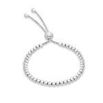 Tuscany Silver Women's Sterling Silver Rhodium Plated Ball and Chain Adjustable Bracelet, 5 cm/2 Inch-21.5 cm/8.5 Inch