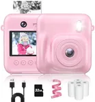 Kids Camera Instant Print, 48MP Selfie Digital Camera for Kids Christmas Birthday Gifts, 1080P Instant Print Cameras with Print Paper, 32GB Card, Toddle Toy for 4 5 6 7 8 9 Year Old Boys Girls-Pink