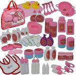 THE NEW YORK DOLL COLLECTION 50 Piece Baby Doll Feeding Accessory Set - Doll Diapers and Care in Zippered Carrying Case - Doll Accessories