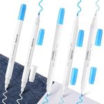 Avenuebool Fabric Markers for Sewing, 5 Count Pack, Water Soluble Fabric Marker, Disappearing Ink Pen for Fabrics, Sewing Quilting Embroidery Supplies (Blue + White, Washable)