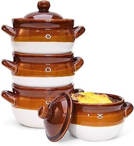 Vumdua French Onion Soup Bowls with Lids and Handles, 16 oz Ceramic Soup Crocks for Chilli, Cereal, Cereal, Pot Pies - French Onion Soup Crocks, Oven, Broil & Dishwasher Safe, Set of 4