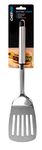 Chef Aid Stainless Steel Slotted Turner, Ideal Spatula for kitchen and BBQ, Slots allow for grease and oil drain before transfer fitted with easy store hanging loop, Dishwasher Safe, Silver, 28cm long