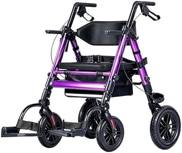 Ambliss 2-in-1 Rollator Walker Transport Chair – Heavy Duty 450 lbs Rolling Walkers with Seat for Seniors, 10" Rear & 8" Front All Terrain Wheels, Adjustable Height, Folding Mobility Aid for Adults