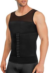 Junlan Shapewear Herren Unterhemden Bauchweg Unterhemd Herren Body Shaper Sport Kompressionsshirt Tank Tops Unterhemd Männer (DE/NL/SE/PL, Alphanumerisch, S, Regular, Regular, Schwarz)