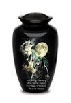 Forever URNS Adult Cremation Funeral Customized Urn with Classic 3 Wolves Pictured Theme for Human Ashes of Female & Male | 200 cu in | Large | Multicolor | Handcrafted with Velvet Protection Bag