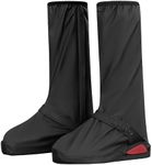 iCreek Waterproof Shoe Covers Reflective Rain Boot Foldable Non-Slip Protective Overshoes for Rainy Day, Hiking, Outdoor (Black, Small)