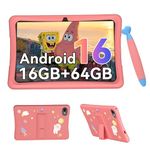 VekfulPC Kids Tablet 10 inch, Android 16 Tablet for Kids Space, Parental Control, 16GB RAM 64GB ROM, 2TB Expand, Includes Case & Stylus Pen, Pre-Installed Educational Apps, Eye Protection, Pink