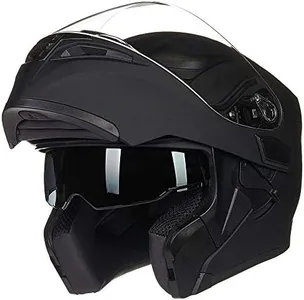 ILM Motorcycle Dual Visor Flip up Modular Full Face Helmet DOT 6 Colors Model 902 (S, Matte Black)