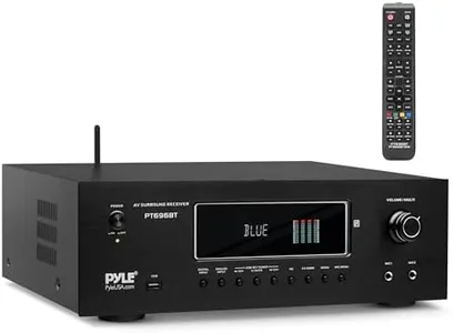 Pyle 1000W Bluetooth Home Theater Receiver - 5.2 Channel Surround Sound Stereo Amplifier System with 4K Ultra HD, 3D Video & Blu-Ray Video Pass-Through Support, HDMI/MP3/USB/AM/FM Radio, Black