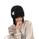 SYGA Warm Winter Knitted Hat Women Fashion Beanie Winter Cap (Above 15 Year) Black