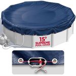 15 ft Round Pool Cover for Above Ground Pools, Above Ground Pool Cover, Swimming Pool Cover, Winter Pool Cover, Keeps Out Debris, Cold and UV Resistant, Supreme Mesh, Navy Blue