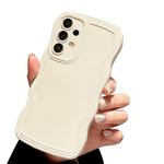 Ownest Compatible for Samsung Galaxy A13 4G Case Cute Curvy Simple Wave Frame Case Aesthetic Design Solid Color Girls Women TPU Silicone Slim Phone Case Cover for Samsung Galaxy A13 4G-Beige