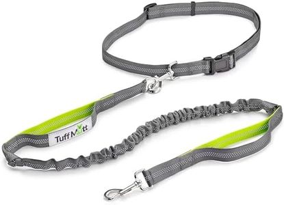 Tuff Mutt Hands-Free Waist Leash for Dog Walking, Running and Hiking, Adjustable Belt with Double Handle, Reflective Bungee Design for Large & Medium Dogs
