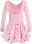 Mulnall Girls Ballet Leotards Dance Tutu Skirt Toddlers Dance Outfit Training Wear Dress Criss Cross Straps Back Shiny Sequin（UK40421-08-M）