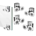 Zinc Alloy Shower Door Runners Twin Shower Door Rollers 2top 2bottom 4pcs(23mm Wheels) - Fits Glass 4-8mm