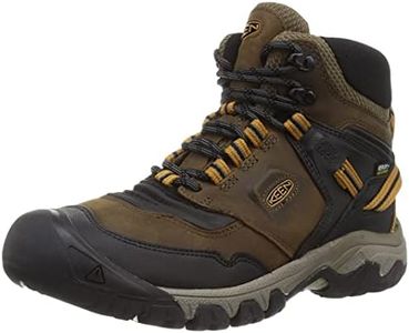 KEEN Men's Ridge Flex Mid Waterproof Hiking Boot, Bison Golden Brown, 8 US