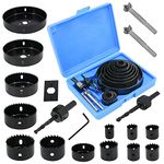 PetierWeit 22PCS Hole Saw Kit, Carbon Steel Nickel-Plated Coating Hole Saw, Suitable for Softwood, Plastic Plate, Plasterboard and Plywood and More, with Storage Case