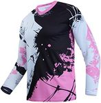 Kids Mountain Bike Shirts Child Cycling Jersey for Girls Boys Youth Long Sleeve Clothing MTB Bicycle Downhill BMX Tops Pink