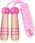 LIKOSO Skipping Rope Kids, Jump Rope for Children Wooden Handle and Woven Cotton Jumping Ropes 2.7m/ 8.5 Feet Christmas Birthday Children's dayGift