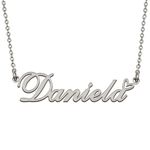 HUAN XUN Dainty Personalized My Name Necklace Silver Initial Pendant for Women Girls Daniela