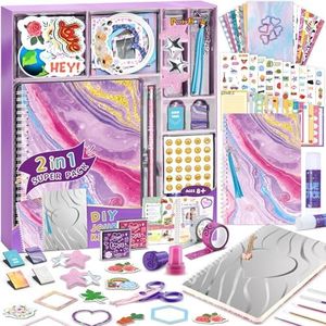 PERRYHOME DIY Journal Kit for Girls Ages 8-14, 2-Pack Journal Set for Tween & Teen Girls, Scrapbook & 100+Pcs Diary Supplies Set,DIY Stationery Set, Gifts for 8 9 10 11 12 13 14 Year Old Girl Birthday